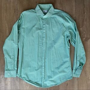 Nordstrom Rack Green Stripe Trim Fit Cotton Dress Shirt 16.5 34 / 35